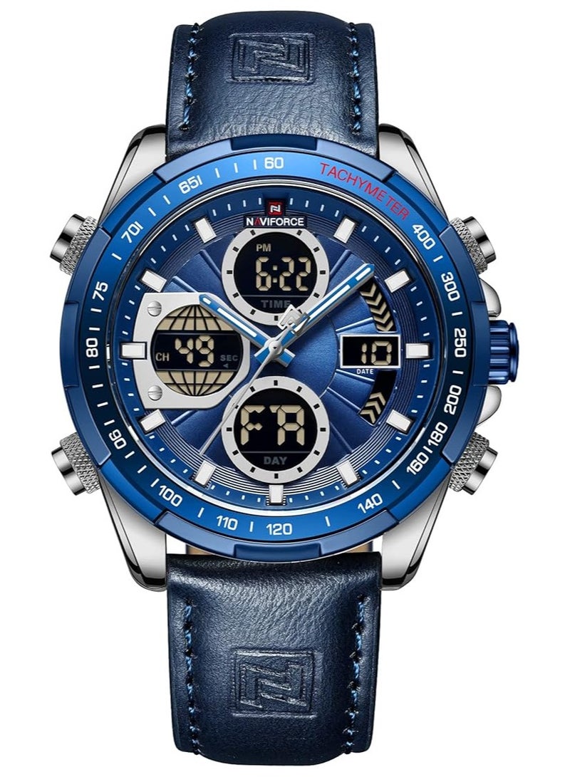 NAVIFORCE Men's Military Digital Watches Analog Quartz Waterproof Watch Sport Multifunctional Leather Chronograph Wristwatch NF9197L - Image 1