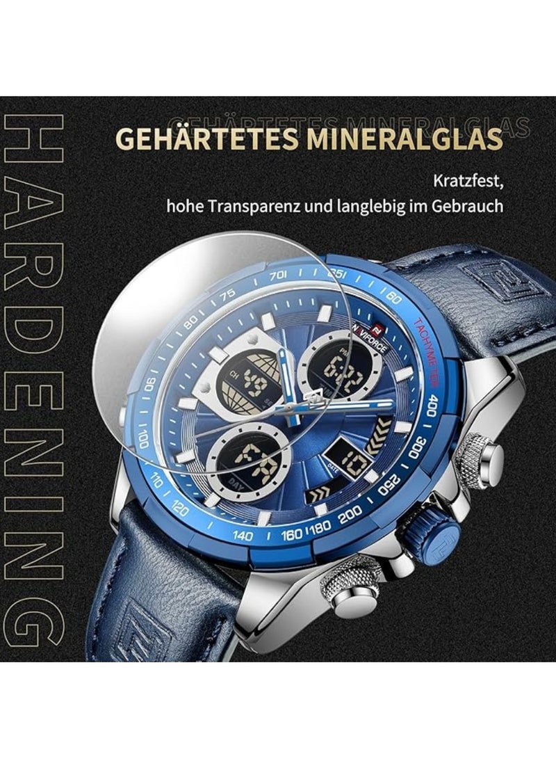 NAVIFORCE Men's Military Digital Watches Analog Quartz Waterproof Watch Sport Multifunctional Leather Chronograph Wristwatch NF9197L - Image 3