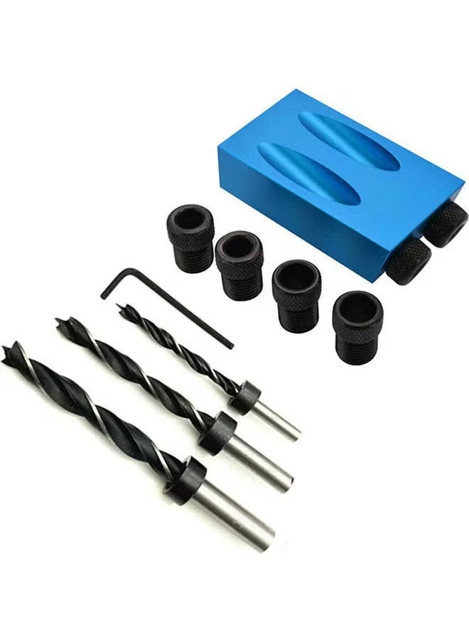 Woodworking Pocket Hole Jig Drill Set Black & Blue 15.00X2.50X10.00cm - Image 1