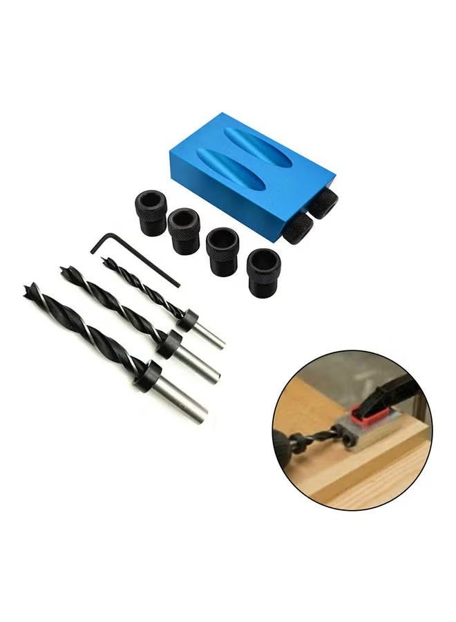 Woodworking Pocket Hole Jig Drill Set Black & Blue 15.00X2.50X10.00cm - Image 2