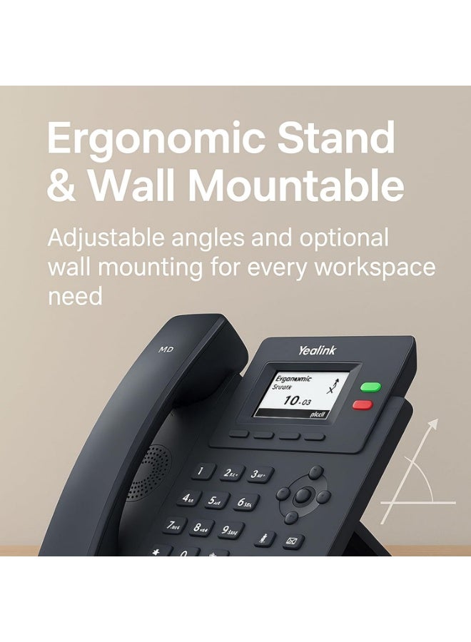 Yealink SIP-T31P Entry-level IP Power over Ethernet Corded Phone with 2 Lines, HD Voice and 2.3 Inch Graphical LCD Display with Backlight (132 x 64 Pixel) - Black - Image 2