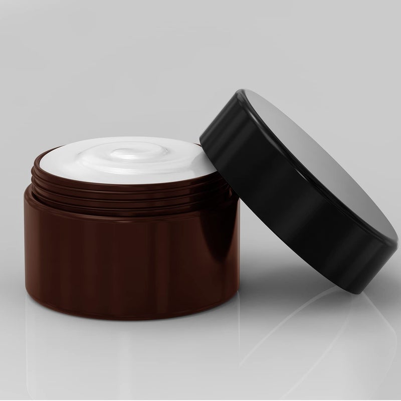BallHull 8 oz Amber Plastic Cosmetic Jars Leak Proof Container with Black Lid for Cream, Lotion, Powder, ointment, Beauty Products etc, 6 Pcs. - Image 4