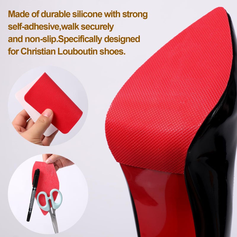 Ashoesert Red Bottoms Sole Protector,Shoe Sole Protector for Christian Louboutin High Heels, Anti Slip Shoe Grips Pads Compatible with Louboutin Shoes -2 Pairsï¼ˆ6.0"Ã—4.0",Redï¼‰ - Image 3