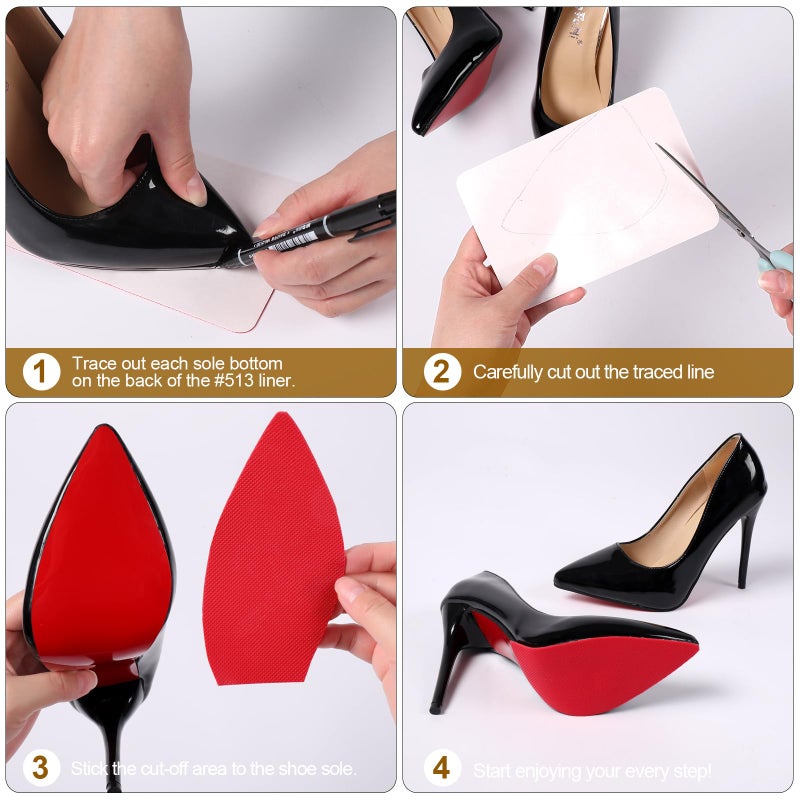 Ashoesert Red Bottoms Sole Protector,Shoe Sole Protector for Christian Louboutin High Heels, Anti Slip Shoe Grips Pads Compatible with Louboutin Shoes -2 Pairsï¼ˆ6.0"Ã—4.0",Redï¼‰ - Image 5