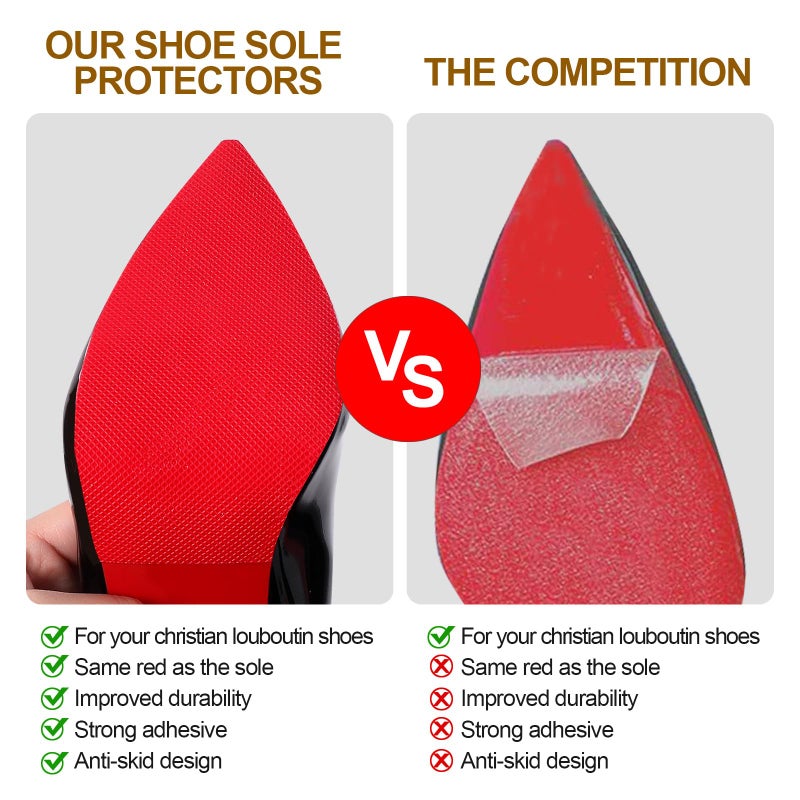 Ashoesert Red Bottoms Sole Protector,Shoe Sole Protector for Christian Louboutin High Heels, Anti Slip Shoe Grips Pads Compatible with Louboutin Shoes -2 Pairsï¼ˆ6.0"Ã—4.0",Redï¼‰ - Image 4