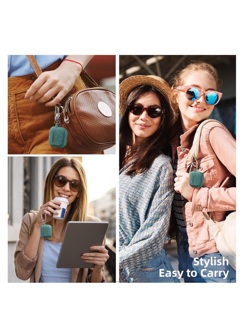 Aookay - For Apple Airpod 4/Airpods 4th Generation/Airpod 4th Gen Case Cover with Keychain Accessories, Flower Engraved Case Silicone Skin Cover Shock Resistant, Full Protection,Front LED Visible (Pine Green) - Image 1