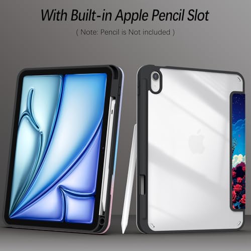 Xkladz Case for iPad (A16) 11th Generation (2025) 11 inch, iPad 10th Generation (2022) 10.9 inch, Case with Pencil Holder, Clear Back Cover Cute Design for Women Girl Boy, Auto Sleep/Wake, Skeleton - Image 3