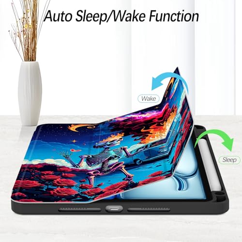 Xkladz Case for iPad (A16) 11th Generation (2025) 11 inch, iPad 10th Generation (2022) 10.9 inch, Case with Pencil Holder, Clear Back Cover Cute Design for Women Girl Boy, Auto Sleep/Wake, Skeleton - Image 2