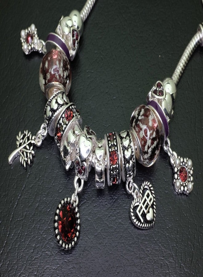 فالاري سوار فالاري بحجر الميلاد، خرز متعدد الألوان، لون فضي، شهر فبراير، OB07234-FEB - Image 4