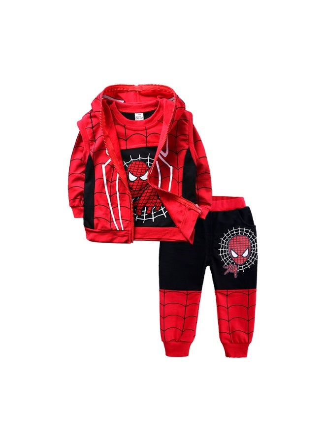 مارفل الرجل العنكبوت سترة ملابس الأطفال الفتيان في منتصف العمر الأطفال دعوى الأطفال الكرتون الرياضة سترة ثلاثة قطعة دعوى - Image 1