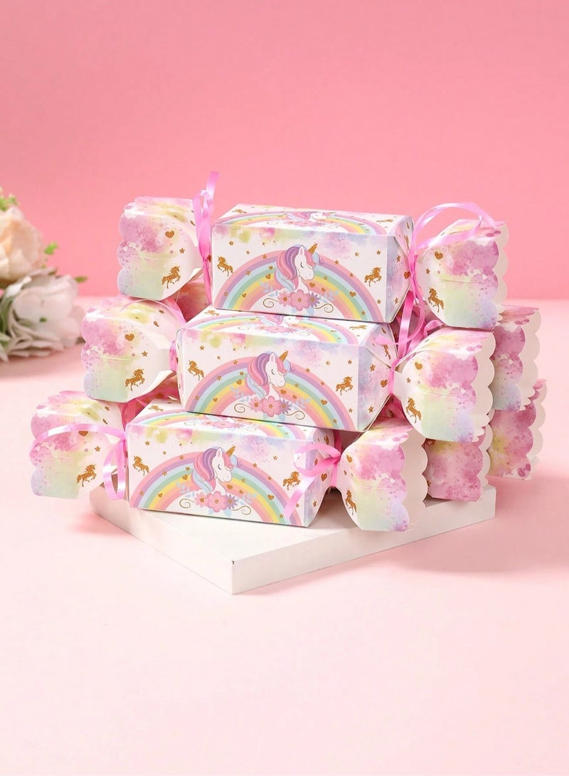Eid Gifts 6 boxes 8*20cm unicorn design foldable with elegant ribbon tie ideal for gifts and giveaways for children on Eid, birthdays and nature lovers. - Image 2