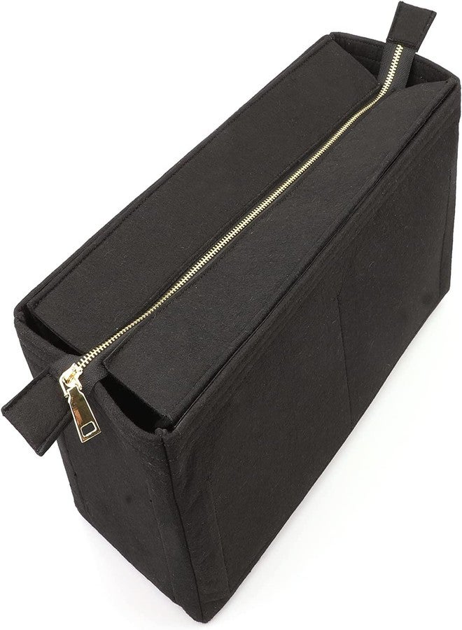 GREENSHEEP Felt Purse Organizer Insert for Handbags, Tote, Hobo Bag Storage Divider with Removable Metal Zipper Cover - Black (Small) - Image 2