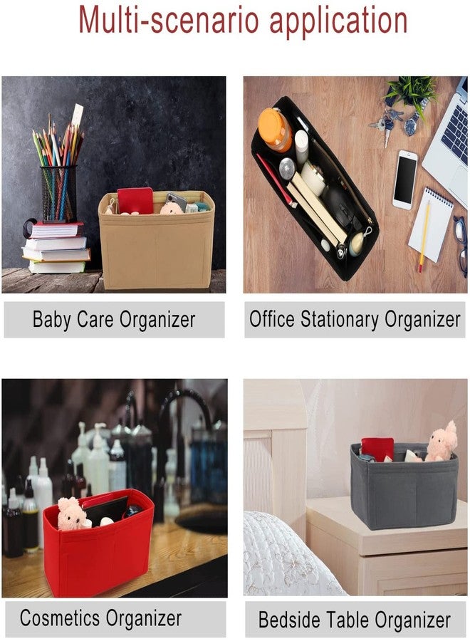 GREENSHEEP Felt Purse Organizer Insert for Handbags, Tote, Hobo Bag Storage Divider with Removable Metal Zipper Cover - Black (Small) - Image 3