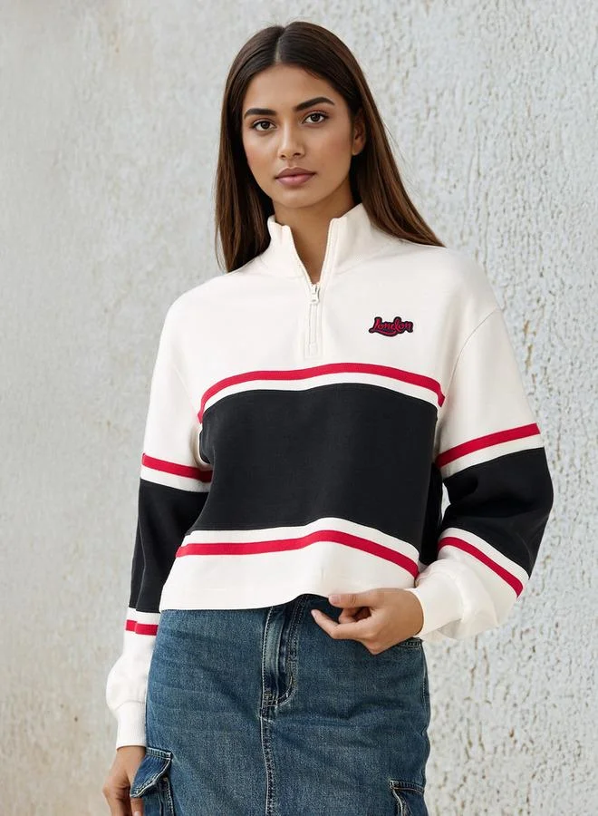 Lee Cooper Lee Cooper Striped High Neck Sweatshirt