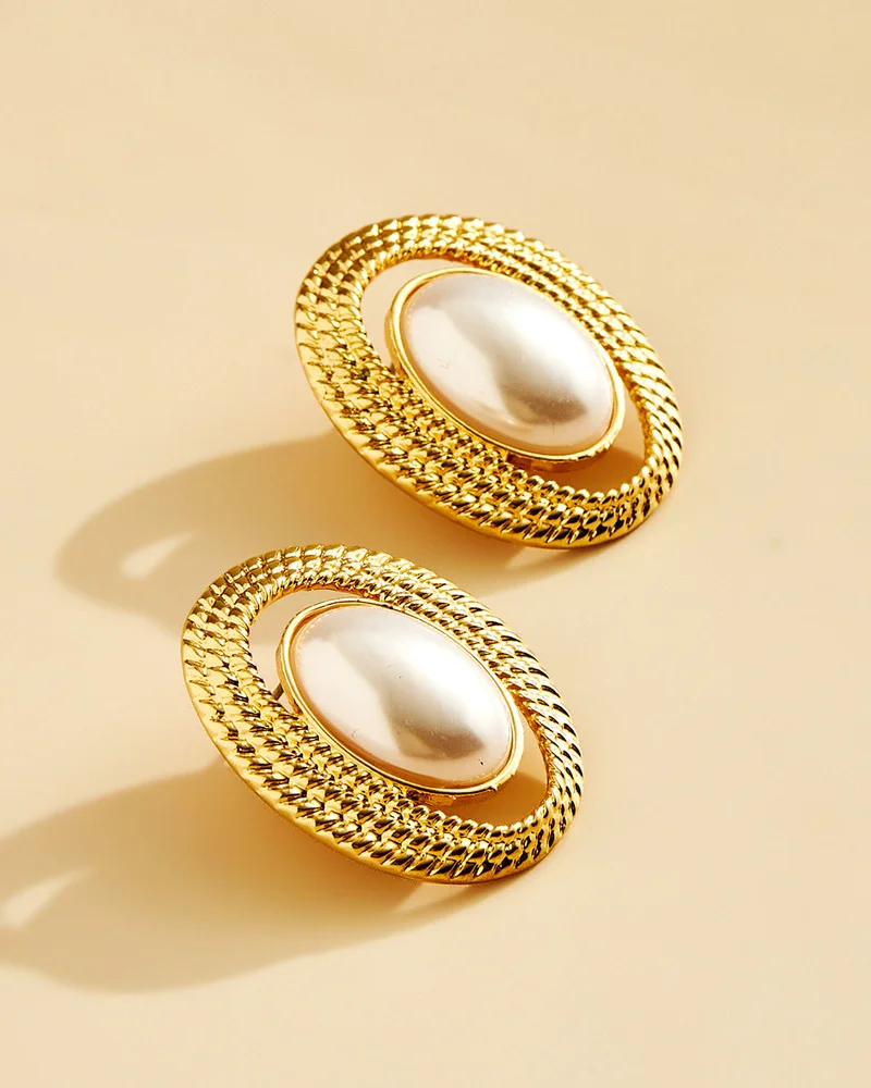 REDTAG Women Gold Pearl Earrings
