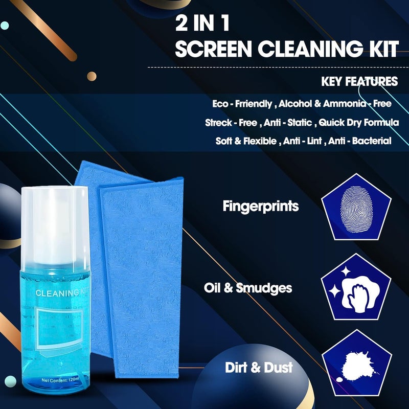 Sounce 2-in-1 LCD LED Screen Wipes, 120ml Spray Screen Cleaner with Microfiber Cloth for Laptops, Mobiles, TVs, Monitors and More All choice modern design - Image 2