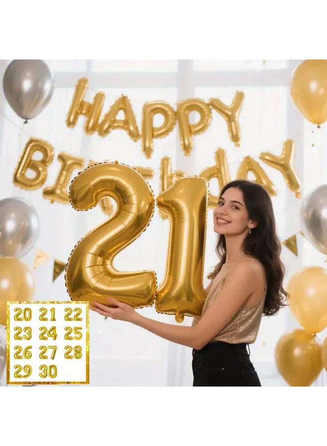 3 Pcs Giant Gold Number Balloons 32 Inch for Birthday Party Anniversary Decor - Image 1