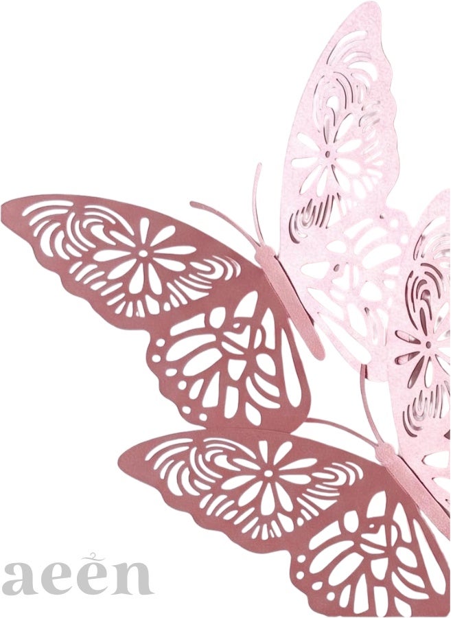 aeen 48PCS 3D Golden Rose Butterfly Wall Stickers – Elegant Butterfly Wall Decals for Home, Wedding, Party, Balloon, Bouquet & Floral Decor - Image 3