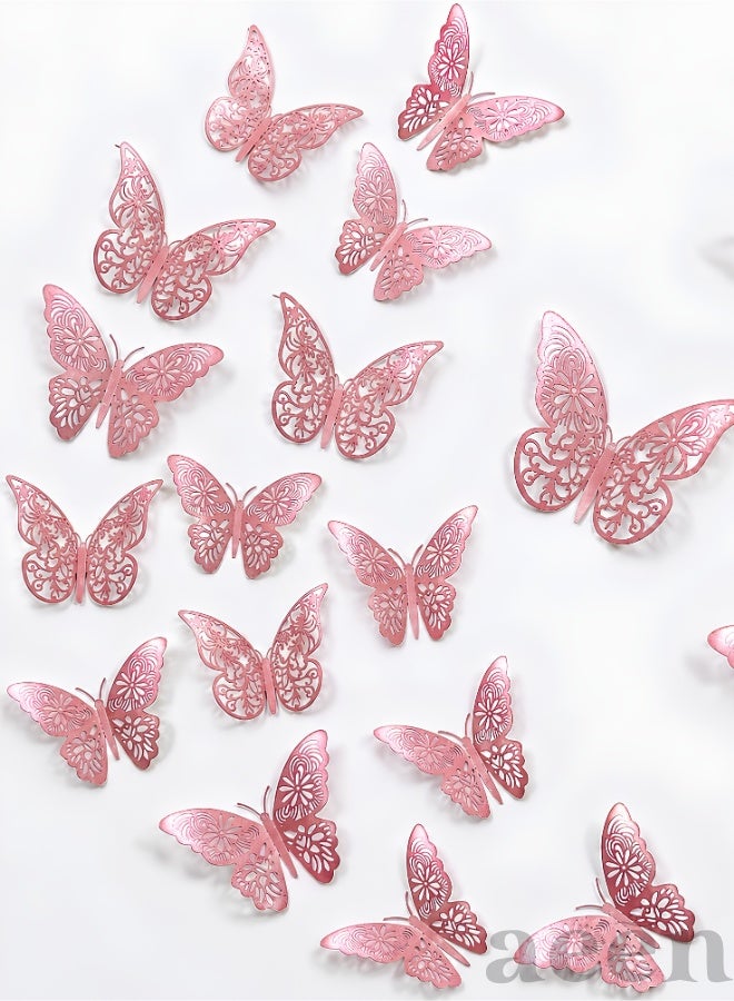 aeen 48PCS 3D Golden Rose Butterfly Wall Stickers – Elegant Butterfly Wall Decals for Home, Wedding, Party, Balloon, Bouquet & Floral Decor - Image 2