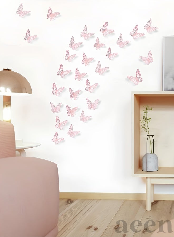 aeen 48PCS 3D Golden Rose Butterfly Wall Stickers – Elegant Butterfly Wall Decals for Home, Wedding, Party, Balloon, Bouquet & Floral Decor - Image 4