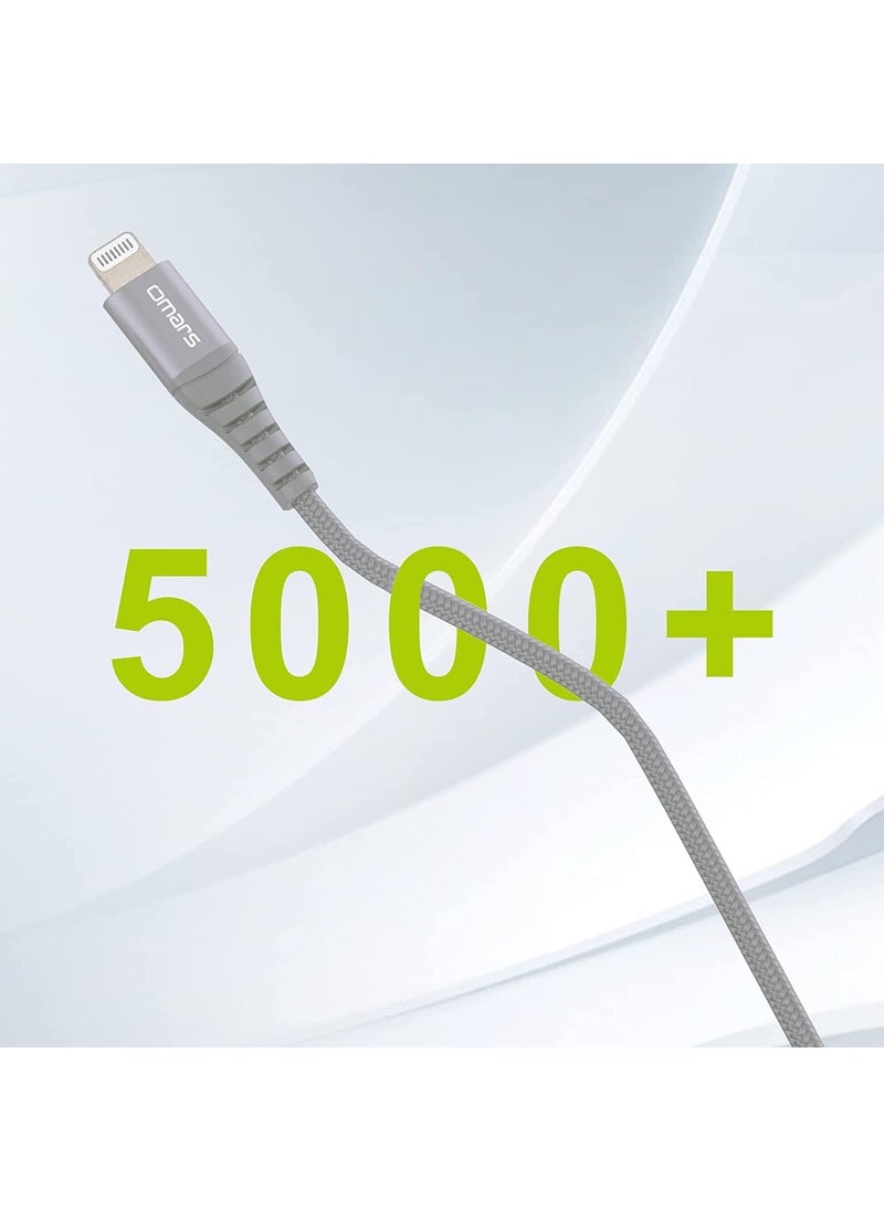 omars - iPhone Type-C to Lightning Braided Fast Charging and Data Cable 1 Meter Gray - Image 1
