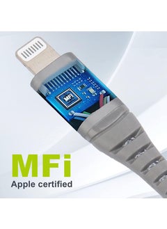 omars iPhone Type-C to Lightning Braided Fast Charging and Data Cable 1 Meter Gray  - Image 3