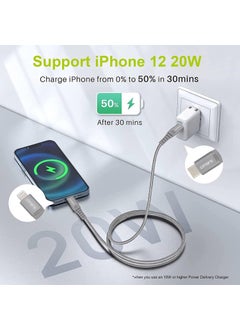 omars iPhone Type-C to Lightning Braided Fast Charging and Data Cable 1 Meter Gray  - Image 4