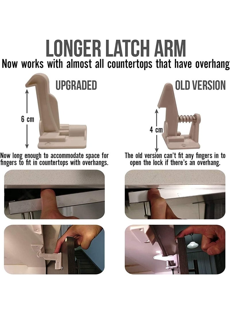 10 Pack Upgraded Invisible Baby Proofing Cabinet Latch Locks, No Drilling or Tools Required for Installation, Works with Most Cabinets and Drawers, Works with Countertop Overhangs, Highly Secure - Image 3