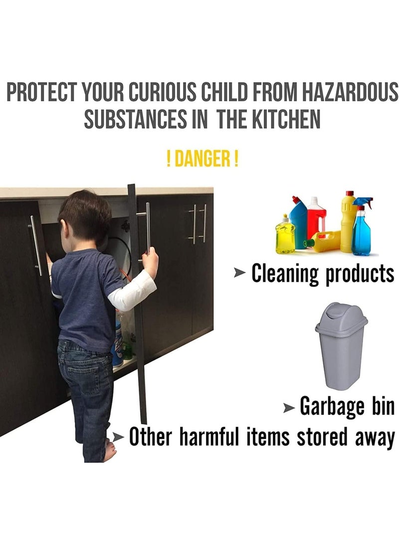 10 Pack Upgraded Invisible Baby Proofing Cabinet Latch Locks, No Drilling or Tools Required for Installation, Works with Most Cabinets and Drawers, Works with Countertop Overhangs, Highly Secure - Image 5