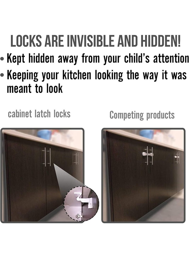 10 Pack Upgraded Invisible Baby Proofing Cabinet Latch Locks, No Drilling or Tools Required for Installation, Works with Most Cabinets and Drawers, Works with Countertop Overhangs, Highly Secure - Image 4