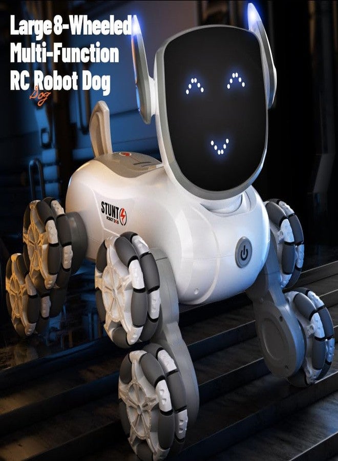 EXOMOON 8WD Remote Control Robot Dog RC Car 8x8 Stunt Toy with Light and Music, Christmas Birthday Gifts for 5 6 7 8+ Years Old Boys Kids..[White] - Image 2