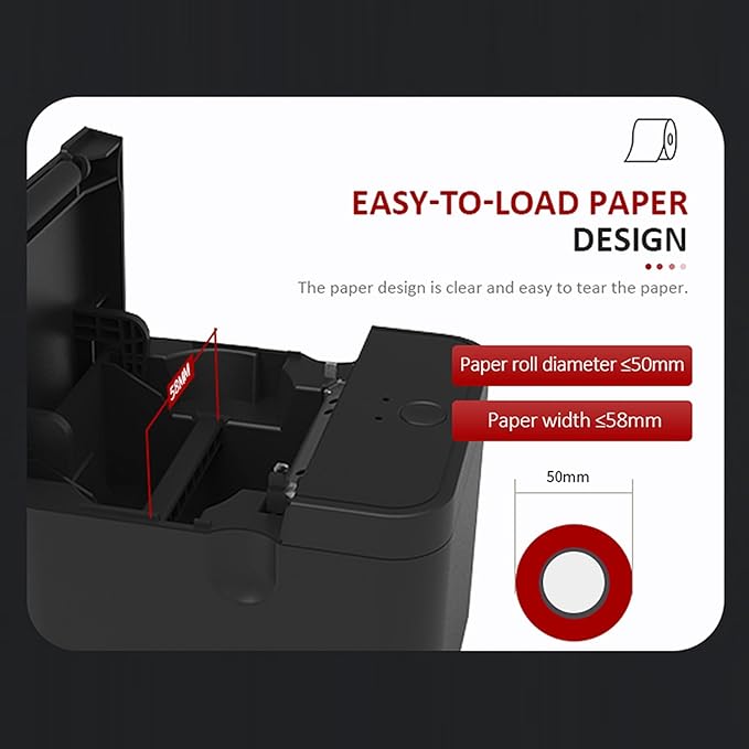 Thermal Receipt Printer Compatible with ESC POS Instruction Set - 58mm Paper Width 203dpi Resolution 90mm per Second High Speed Printing with USB and Bluetooth Connectivity (B-US) B-US - Image 4