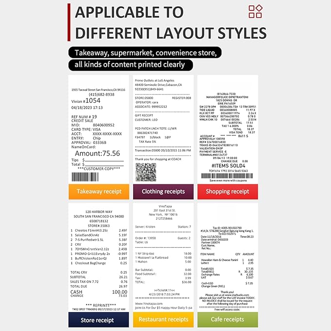 Thermal Receipt Printer Compatible with ESC POS Instruction Set - 58mm Paper Width 203dpi Resolution 90mm per Second High Speed Printing with USB and Bluetooth Connectivity (B-US) B-US - Image 5