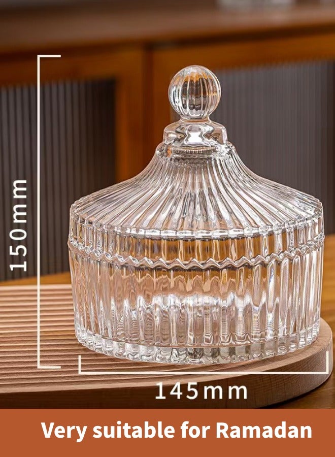 1 Big glass candy storage jar with lid, storage jar with lid, desktop decoration, gift items, household storage for bedrooms, desktops, homes, and dormitories  - Image 2