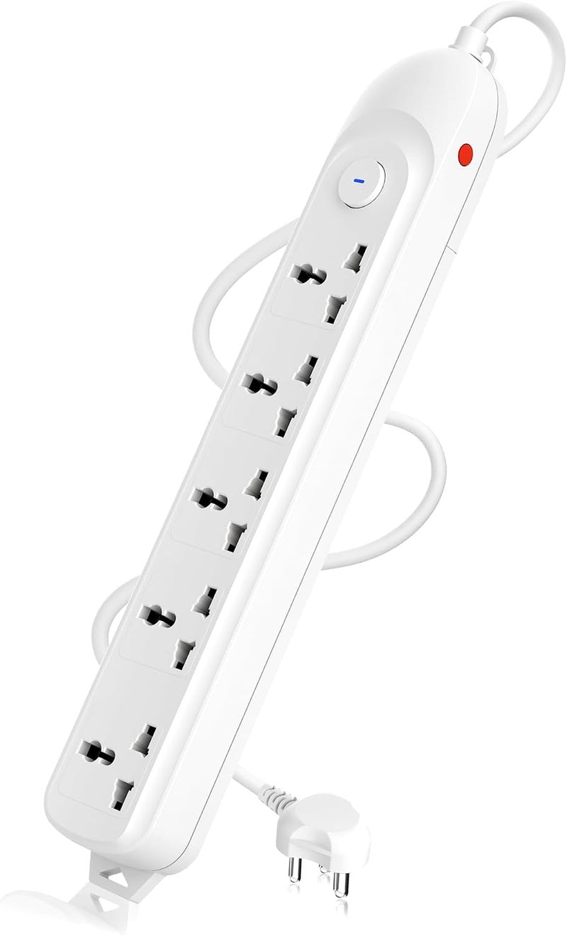 Cablet Extension Board 1500W 6A | 5 Universal Multi Plug Sockets with Surge Protector, Overload Protection, 1.8M Heavy Duty Cord, LED Indicator Master Switch, Spike Guard Power Strip for Home & Office - Image 1