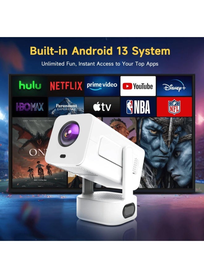 Merlin Ultra Mini Projector with WiFi & Built-in Apps, 600 ANSI Lumens Portable Projector, 200” Display, Auto Keystone, 8W Speaker, 2 Wireless Mics for Karaoke, Home Theater & Outdoor Use - Image 2
