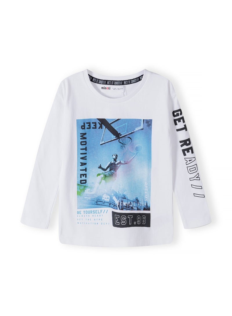 MINOTI Boys Long Sleeve Top with Print - Image 1