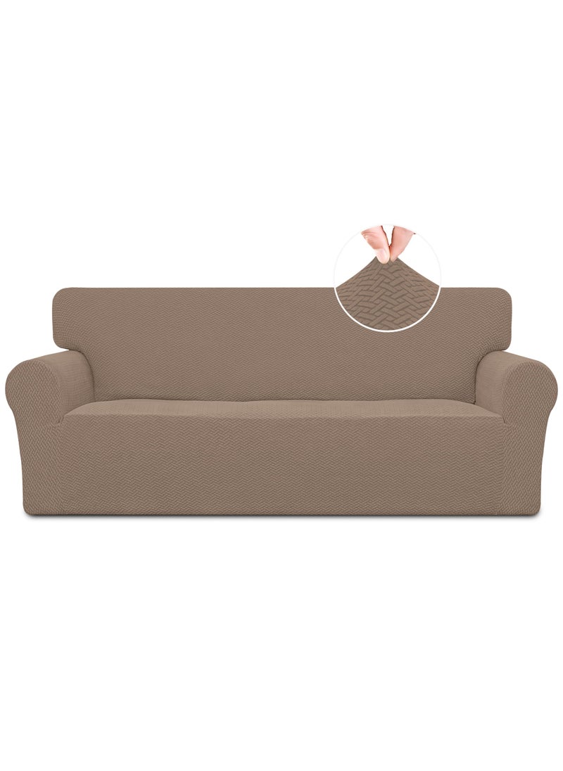 Easy-Going EasyGoing Stretch Jacquard Couch Cover 1Piece Soft Sofa Cover Sofa Slipcover with AntiSlip Foams Washable Furniture Protector for Kids Pets Sofa Camel 