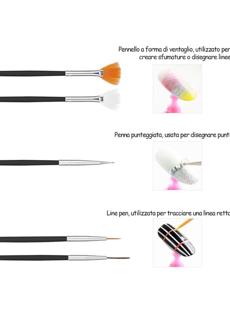 Generic 15 Pieces Nail Brushes Gel Reconstruction Brush Acrylic Nail Art Design Painting Tool Set Dotting Pen (BLACK)  - Image 3