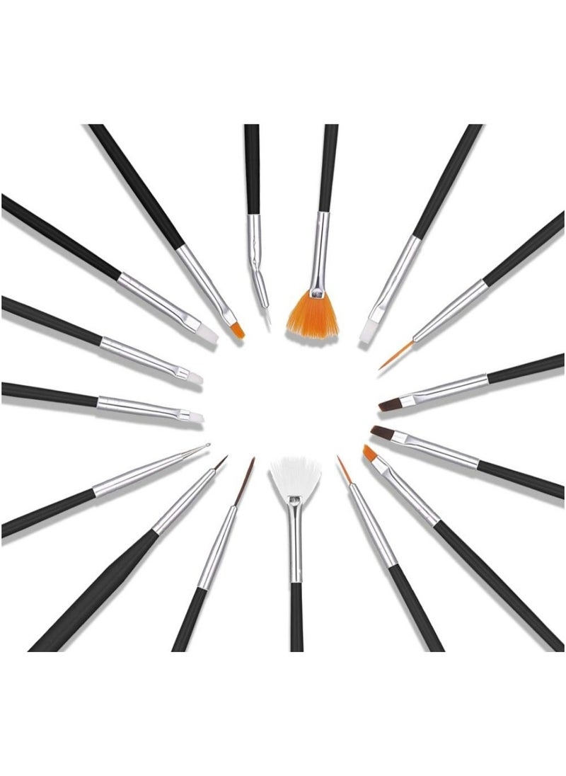 Generic 15 Pieces Nail Brushes Gel Reconstruction Brush Acrylic Nail Art Design Painting Tool Set Dotting Pen (BLACK)  - Image 4