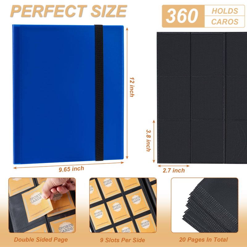 BOOMIBOO Card Binder 9 Pocket Storage 360 Card Binder,Trading Card Binder Senior and Sturdy Side-Loading Album,Intended For YuGiOh,MTG, TCG,Game Cards & Baseball Card Binde,ï¼ˆBlueï¼‰ - Image 2