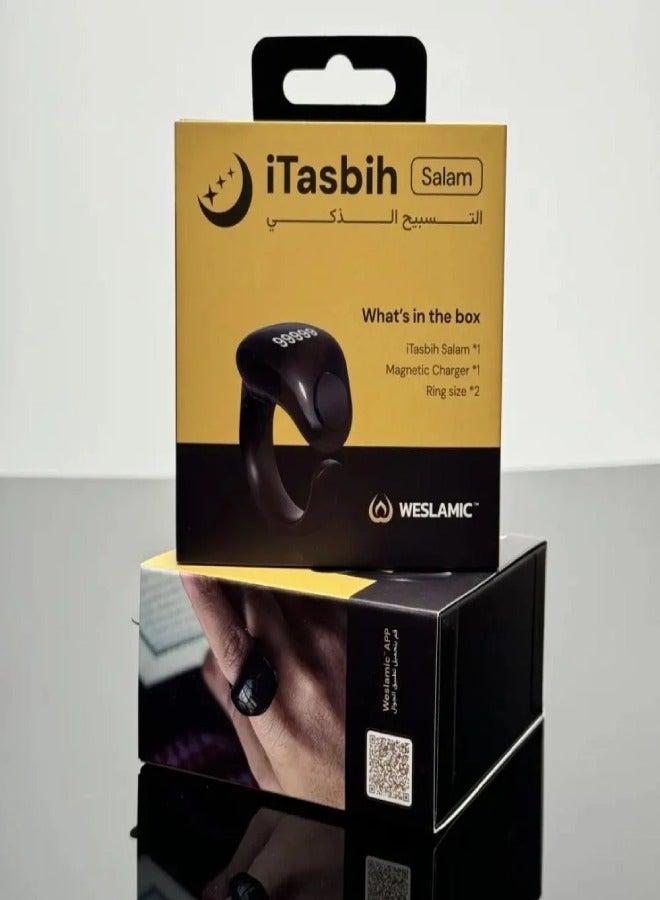 ويسلاميك iTasbih Salam – خاتم التسبيح الذكي بتذكير للصلاة ، شاشة OLED ، مقاوم للماء ، وبطارية تدوم 10 أيام - Image 1