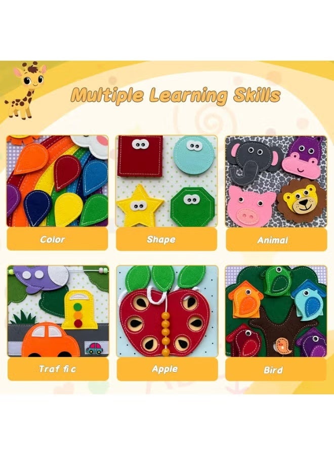 Busy Book for Toddlers 1-3, Toddler Busy Board Felt Quiet Book, Preschool Learning Activities Educational Sensory Toy for Kids Gift - Image 5