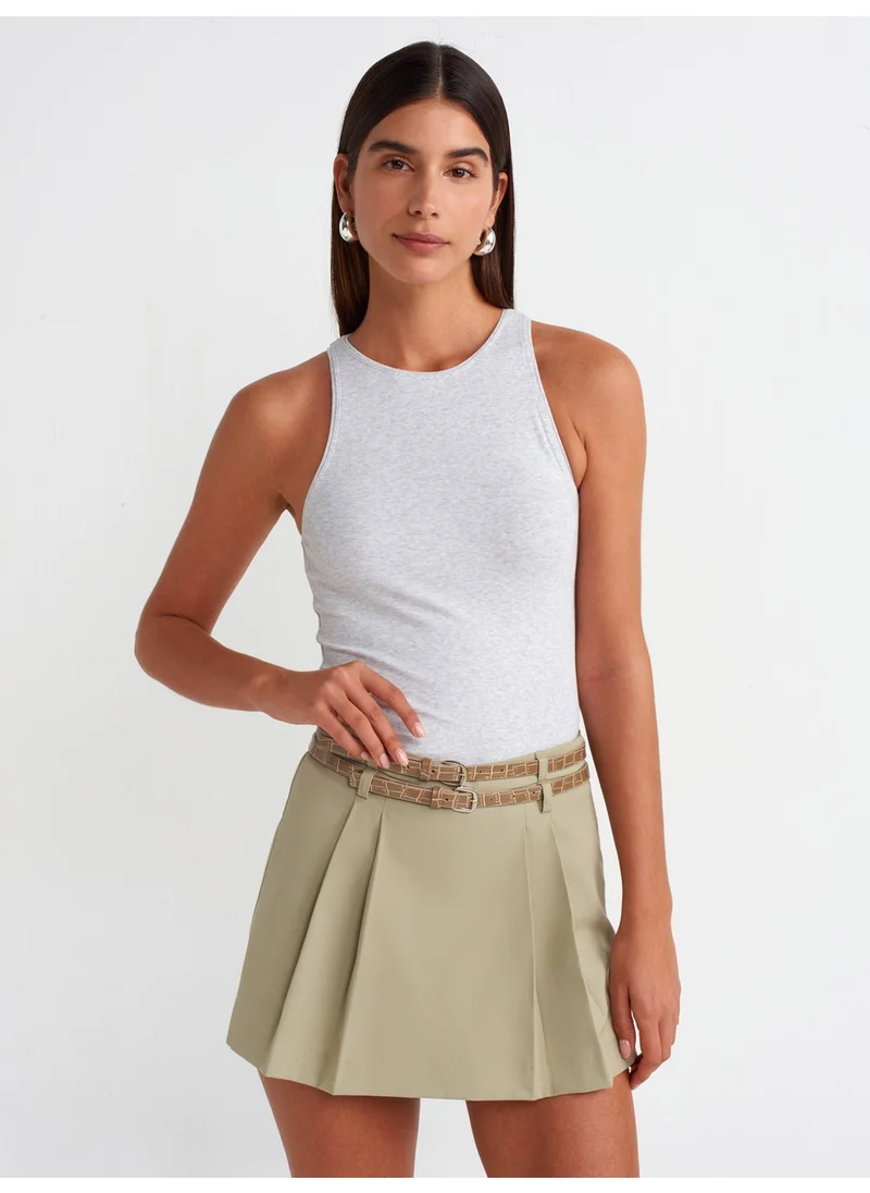 ديلفين 80834 Double Belted Short Skirt-Green