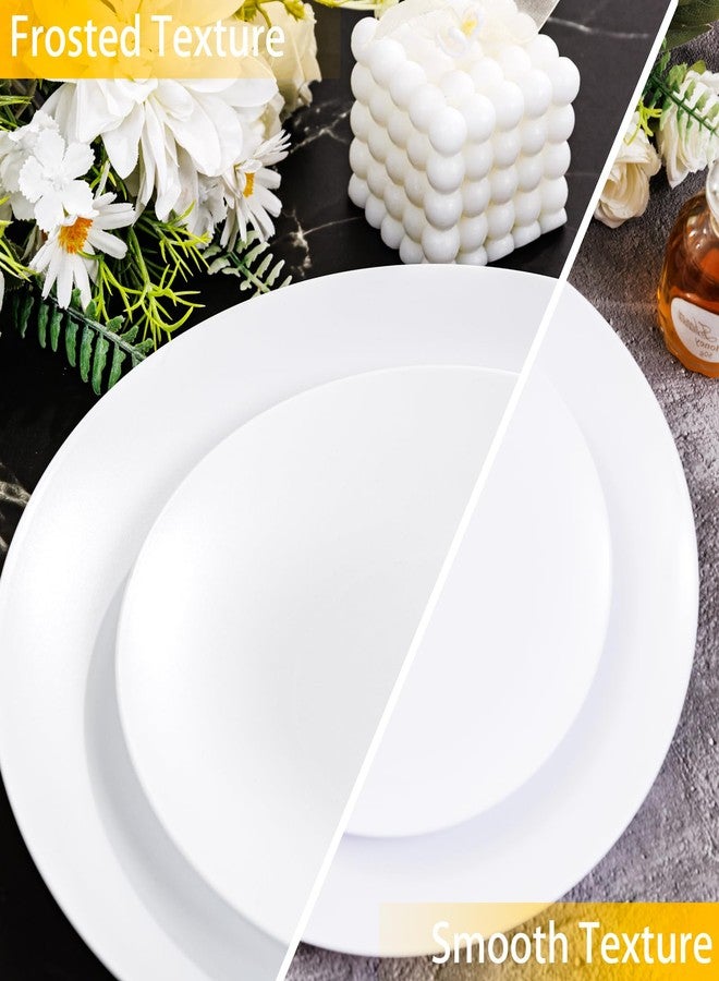 ejonirinjonir EI 150pcs White Plastic Plates Disposable,White Plate for Party,Disposable Frosted Plate with White Plastic Silverware,Heavy Duty Dinnerware set serves for 30,Perfect for Birthday Wedding Tea Party. - Image 5