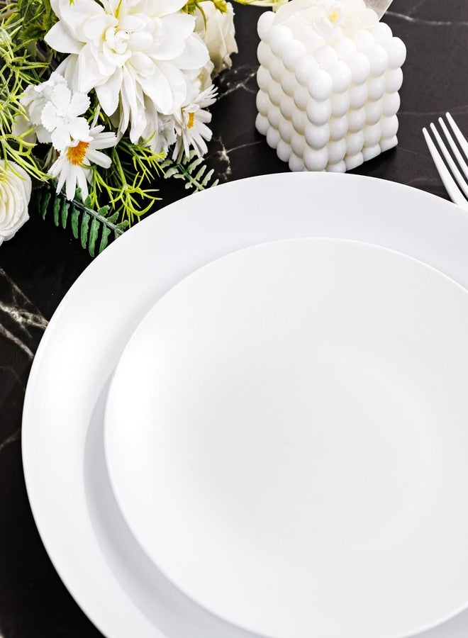 ejonirinjonir EI 150pcs White Plastic Plates Disposable,White Plate for Party,Disposable Frosted Plate with White Plastic Silverware,Heavy Duty Dinnerware set serves for 30,Perfect for Birthday Wedding Tea Party. - Image 4