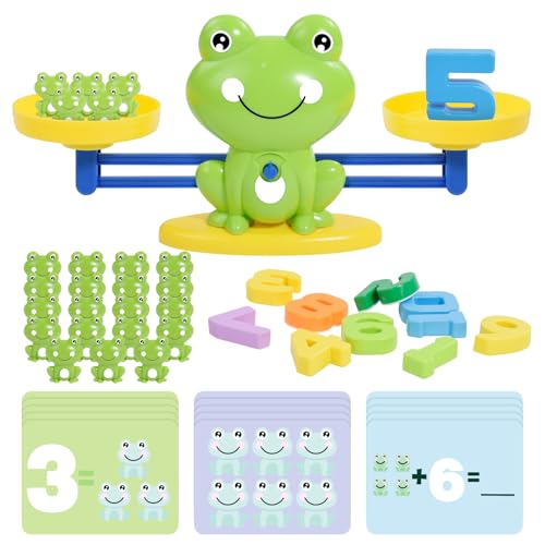 BAKAM Frog Balance Scale Toy Number Counting Blocks Games Montessori Math Games for Kids 57 Preschool Kindergarten Learning Activities STEM Educational Toys for 3 Year Old - Image 1