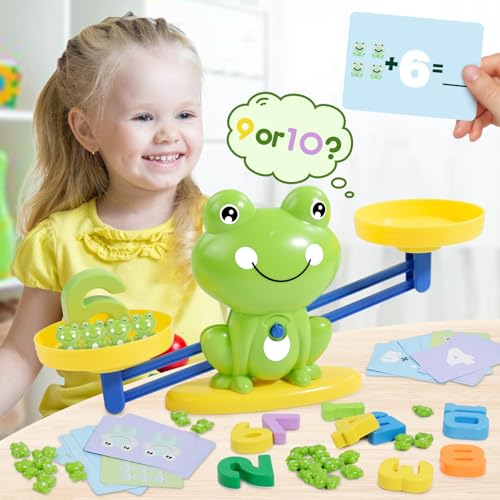 BAKAM Frog Balance Scale Toy Number Counting Blocks Games Montessori Math Games for Kids 57 Preschool Kindergarten Learning Activities STEM Educational Toys for 3 Year Old - Image 5