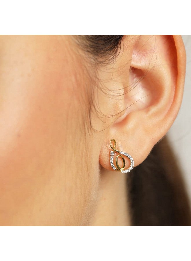 CLARA 925 Sterling Silver Flavia Earrings with Screw Back | Gold Rhodium Plated, Swiss Zirconia | Gift for Women & Girls - Image 5