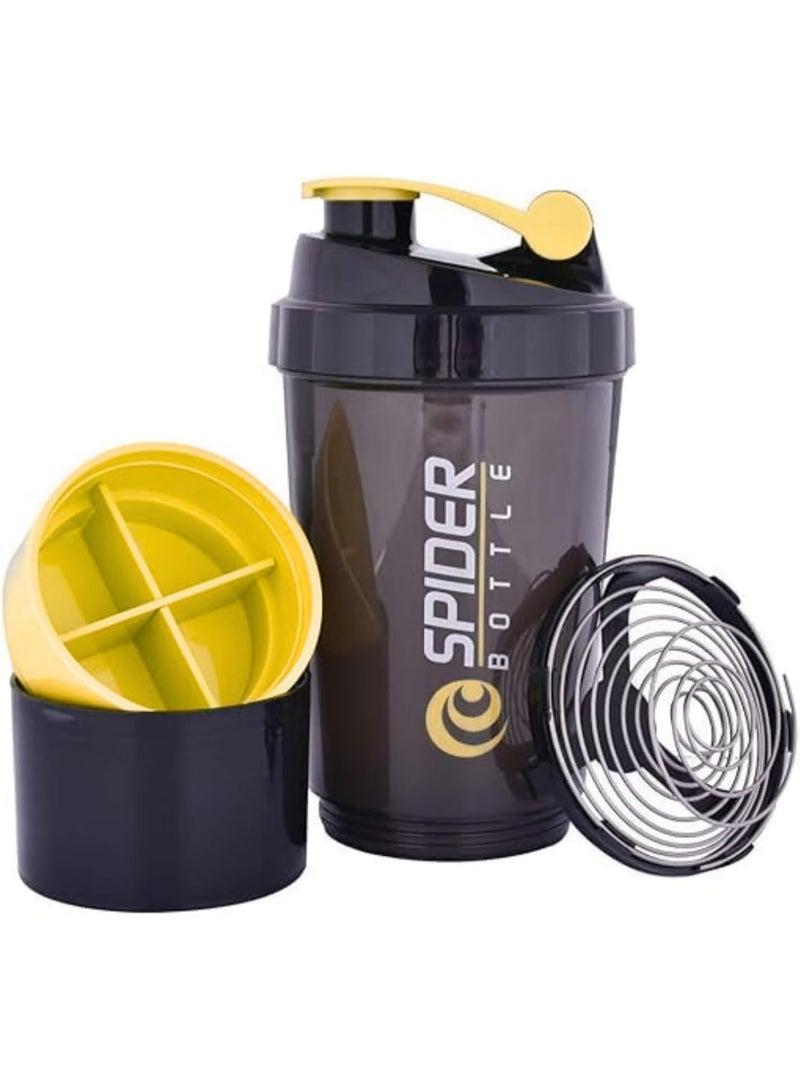 سبايدر بوتل زجاجة رج البروتين باللون الأصفر 500 مل - Image 1